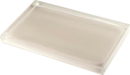 IZOD – Vanity Tray, Clear Hand-Painted Resin with Linen Design, Modern Home Decor – Perfect for Organizing Toiletries, Cosmetics and Bathroom Essentials (Marina)