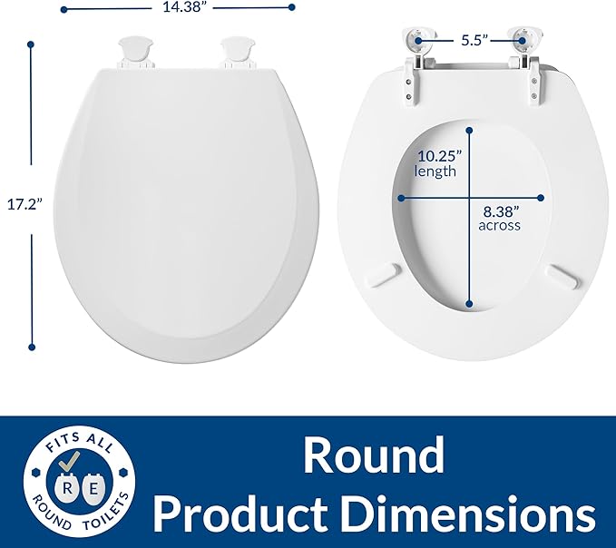 Bemis 500EC 063 Toilet Seat with Easy Clean & Change Hinges, 1 Pack Round, Venetian Pink