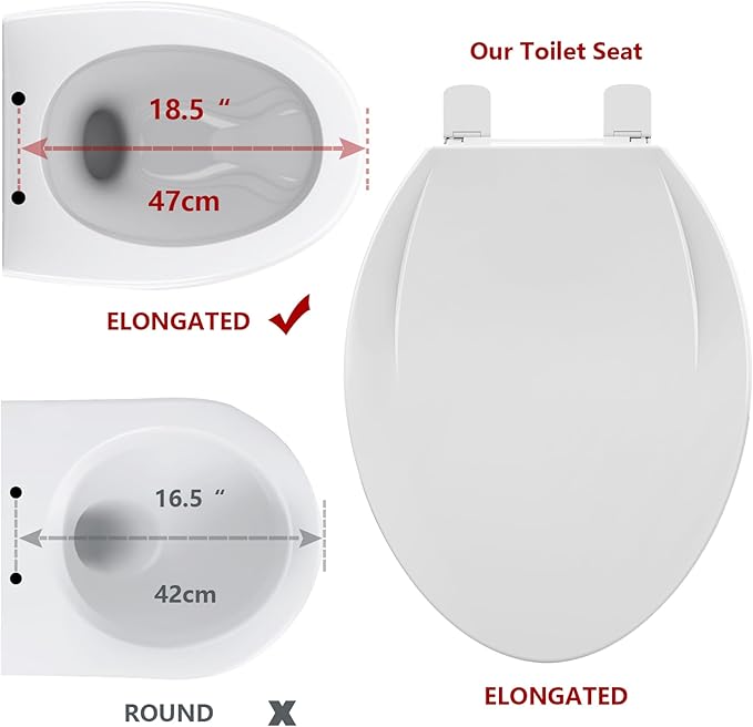 Potty Training Seat Built-In Toilet Seat, Elongated Toilet Seat 19 Inch with Baby Seat, 2 In 1 Soft Close Quiet No Slapping, Magnetic Absorption, Easy Installation for Bottom Fixing Toilet