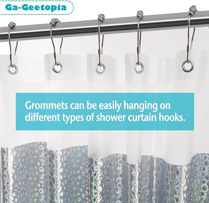 Ga-Geetopia Holographic 3D EVA Shower Curtain Liner Circle, 72x72 Premium Medium Weight Clear Plastic Bathroom Shower Curtain with Rustproof Metal Grommets for Shower Stall, Bathtubs