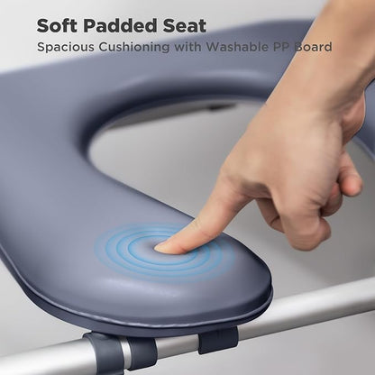 Bedside Commode for Seniors,FSA/HSA Eligible 3-in-1 Commode Toilet | Adjustable Height & Width, 16.5 Inch Soft Seat Plate, Tool-Free Assembly, Durable Aluminum Frame, Use as Raised Toilet
