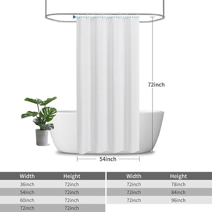 Waterproof Fabric Shower Curtain,No Liner Needed,54x72,White | 2-in-1 Design,Linen Textured,100% Waterproof TPU-Laminated Backing,Magnetic Weighted,Machine Washable,For Bathroom,Hotel