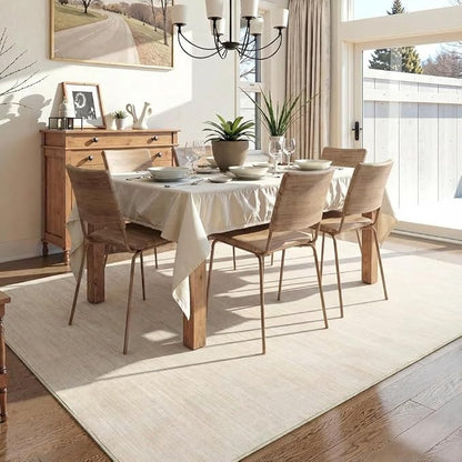 Garvee Large Rugs for Living Room 10x13 Solid Color Washable Rug, Beige | Modern Non Slip Backing Low Pile Non Shedding Stain Resistant Minimalist Soft Area Rug for Bedroom Dining Room Nursery