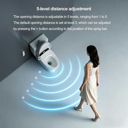 Electric Heated Bidet Toilet Seat with Auto Open/Close，Heated Toilet Seat, Instant Warm Water, Warm Air Dryer, Rear & Feminine with Oscillating Cleansing,LED Display,Remote Control,Elongated