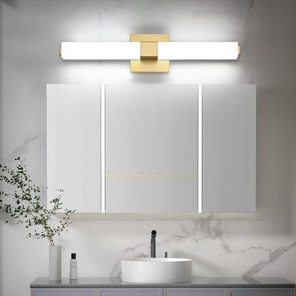 Gold Bathroom Light Fixtures - 24 inch LED Vanity Lights 18W - Modern Bathroom Lights Over Mirror Cool White Light