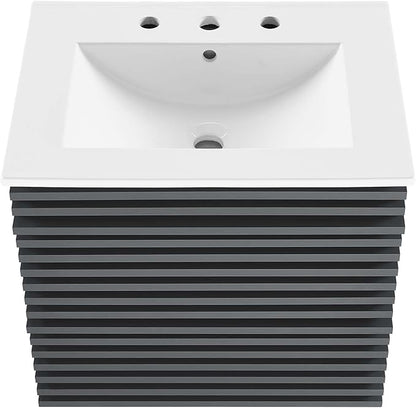 Modway Render 24" Wall-Mount Bathroom Vanity in Gray White