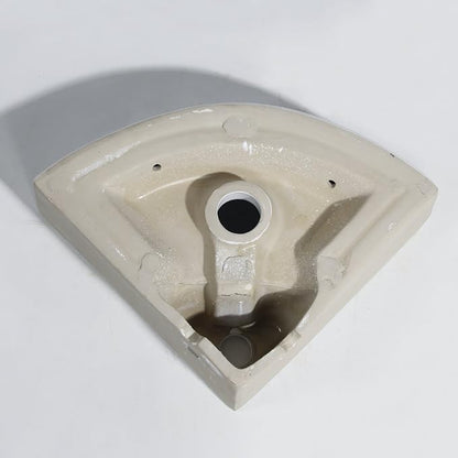 Wall Mount Corner Bathroom Sink Triangle Bathroom Basin 12.8x12.8x5.1inch | Glossy ceramic glaze; stain resistant; quick draining bowl; measure wall space pre-order; fits powder room & RV