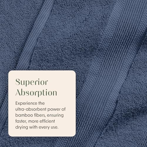 Springtree Home Luxury Bamboo Rayon Bath Towel Set | 6-Piece Set | Blue