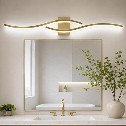 Modern Vanity Lights Dimmable Bathroom Light Fixtures Over Mirror Bathroom LED Vanity Light for Bathroom Living Room (Gold,39.37Inch,5500K)