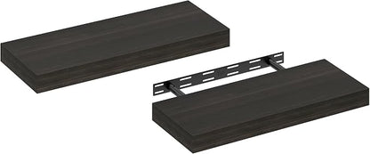 Furinno Tanna Floating Shelves for Wall Set of 2, 9 x 24 Wall Shelf, Wall Mounted Floating Shelf with Invisible Bracket, 2-Inch Thick, for Bathroom, Living Room, Bedroom, Home Office, Tobacco Oak