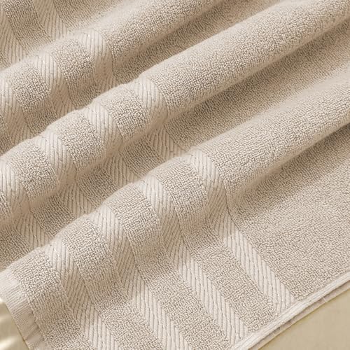 Hearth & Harbor Bath Towels for Bathroom - 100% Ring Spun Cotton Luxury Bathroom Towels - Soft & Highly Absorbent 4 Bath Towels, Cream