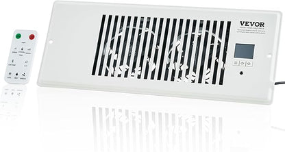 VEVOR Register Booster Fan, Quiet Vent Booster Fan Fits 4” x 12” Register Holes, with Remote Control and Thermostat Control, Adjustable 10-Speed for Heating Cooling Smart Vent, White