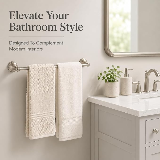 4-Piece Towel Bar Set, 24 Inch Towel Racks for Bathroom Wall Mounted in Brushed Nickel, SUS304 Stainless Steel Complete Bathroom Hardware