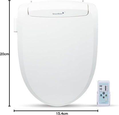 SmartBidet® SB-100R Electric Smart Bidet Seat for Elongated Toilets with Remote Control, Stainless Steel Nozzle with Removable Nozzle Cap, Slim