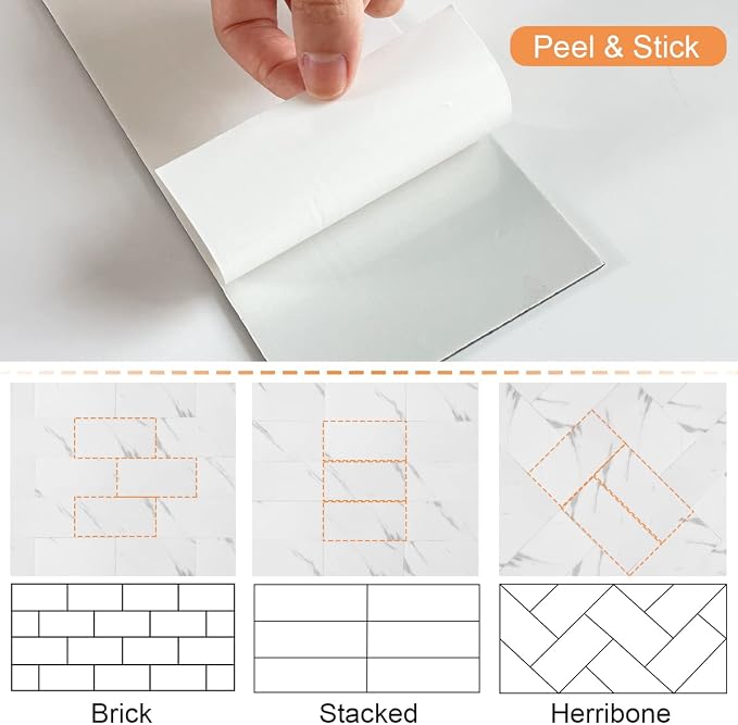 VAOVI Matte Peel and Stick Tiles Bathroom Wall(23pcs,Calaeatta)