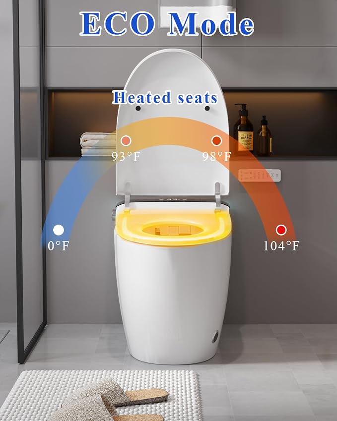 TOTTE Smart Toilet with Bidet, Hands-Free with Auto Open/Close Lid & Self-Cleaning Bowl, Adaptive Warm Water Wash & Heated Seat, Built-in Aroma, One-Piece Elongated Design