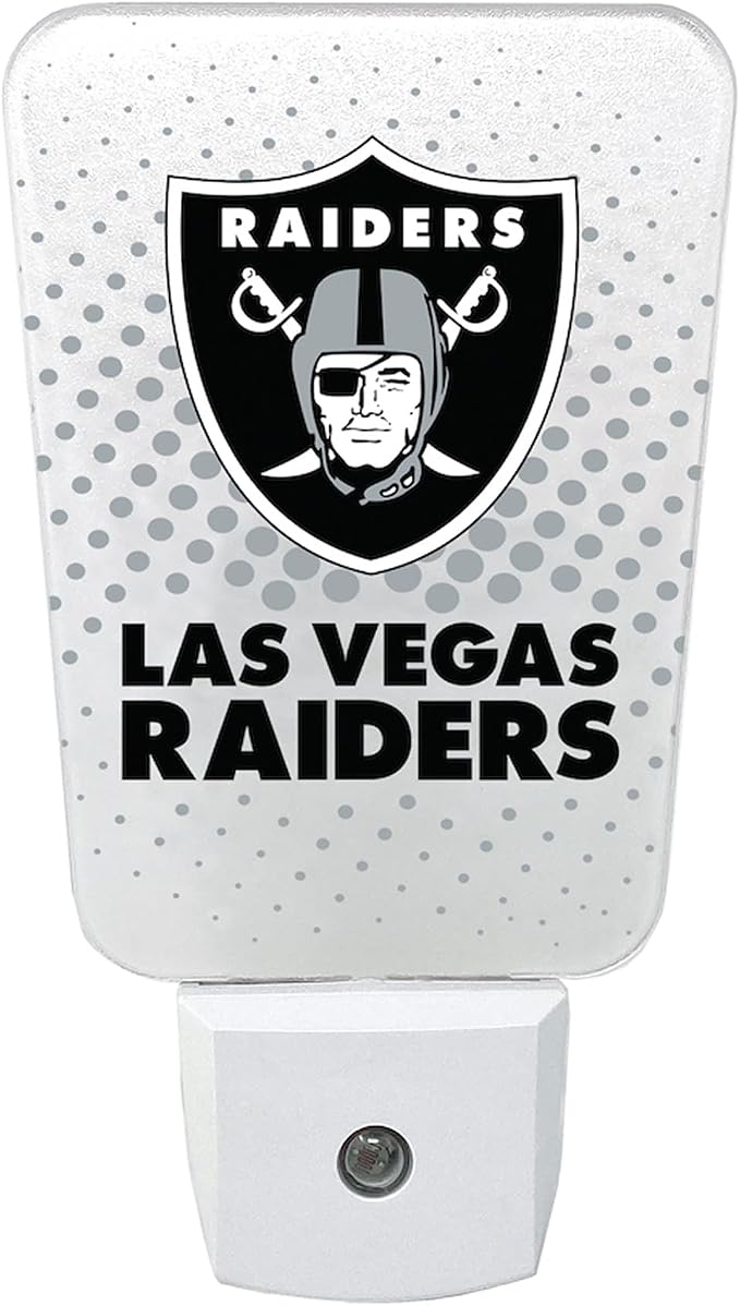 Party Animal NFL Team LED Night Light, Las Vegas Raiders | Energy-efficient LED light with auto-sensor & 3 light settings; Slim 5-inch design fits standard outlets for indoor use