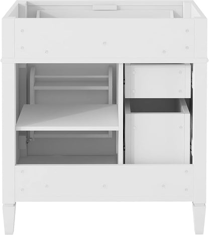 30" Bathroom Vanity Without Top Sink,Modern Freestanding Bath Storage Cabinet with 2 Soft-Close Drawers & Tip-Out Tray,Solid Wood Vanity Only w/Adjustable Shelf & Door Organizer,White