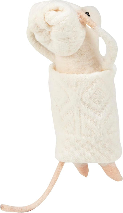 Primitives by Kathy Collectible Critter, Bathtime Mouse Wrapped in a Fabric Bath Towel, Coordinates with Bathroom Decor, Cute Everyday Home Accent or Gift