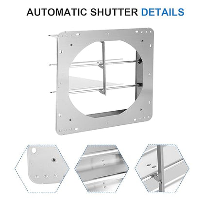Simple Deluxe 14-Inch Square Aluminum Automatic Gravity Shutter Louver Vent, Silver,2-Pack