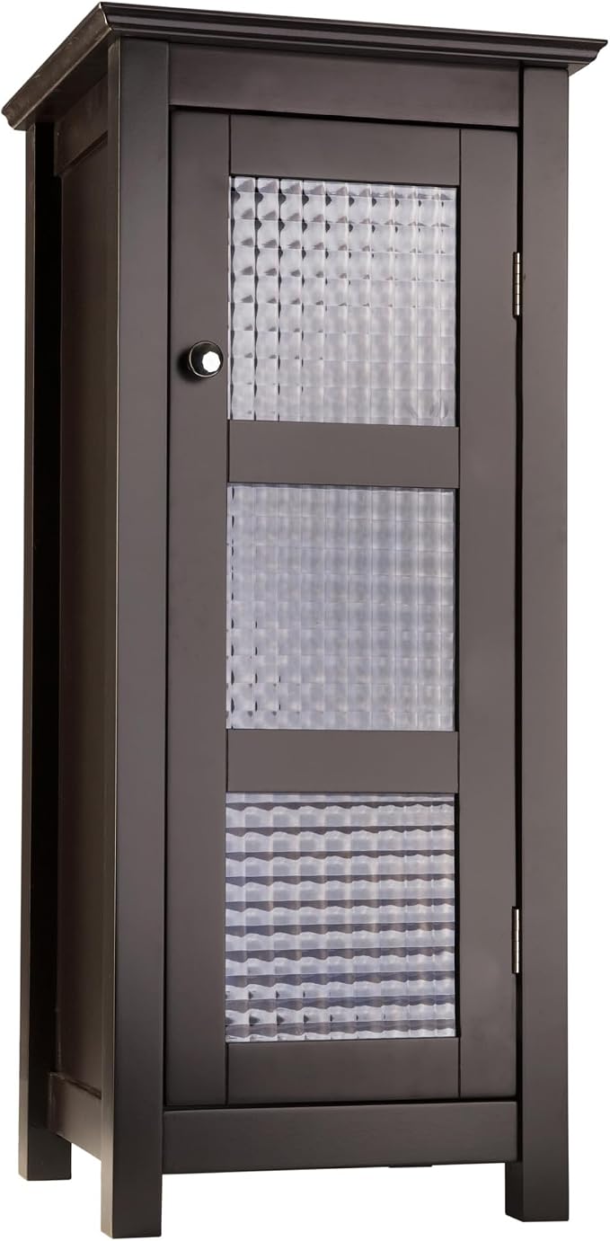 Teamson Home Chesterfield Freestanding Floor Cabinet with Waffle Glass Panel, Espresso