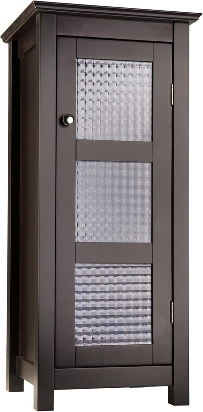 Teamson Home Chesterfield Freestanding Floor Cabinet with Waffle Glass Panel, Espresso