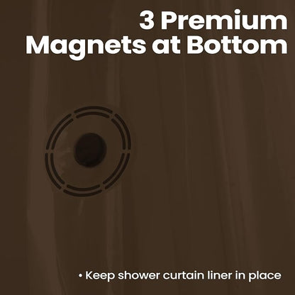 downluxe Shower Curtain Liner, PEVA Plastic Shower Liner with 3 Magnets, 72" x 72" Waterproof Bathroom Curtain, Brown, 1 Pack