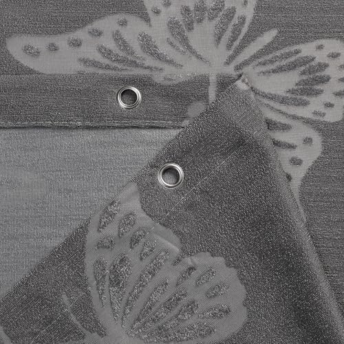 Onalasyc Butterfly Shower Curtain,Grey Lace Sheer Shower Curtain,72x72 in
