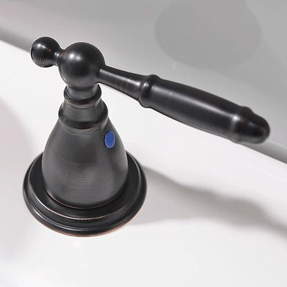 8 Inch 3 Hole Oil Rubbed Bronze Widespread Bathroom Faucet,Lavatory 2 Handles Vanity Sink Faucet with Copper Pop Up Drain, WF008-4-ORB