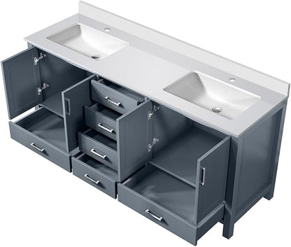 Jacques 72 in. W x 22 in. D Dark Grey Double Bath Vanity and White Quartz Top
