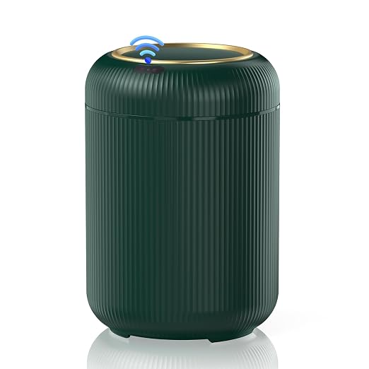 Procade Touchless Sensor Trash Can Bathroom,Small Gold + Green Garbage Can | 3 Gallon Automatic Garbage Can,Smart Room Trash Bin,Mini Auto Plastic Waste Basket for Office,Bedroom,Dorm,Toilet,Rv,Kitchen