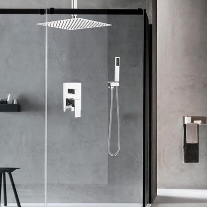 10 Inch Ceiling Mounted Shower System Rain Mixer Shower Combo Set Rainfall Shower Head System ‎Polished Chrome Shower Faucet Rough-in Valve Body and Trim Kit Included