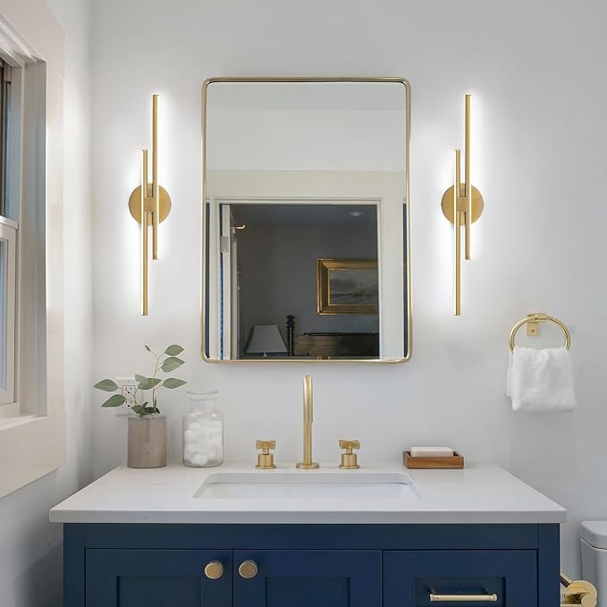 EDISLIVE Dimmable Modern LED Vanity Light Fixtures Bathroom Vanity Wall Lighting, 23.6 in Mirror Vanity Lighting Fixtures for Bathroom Bedroom Makeup Living Room, Gold