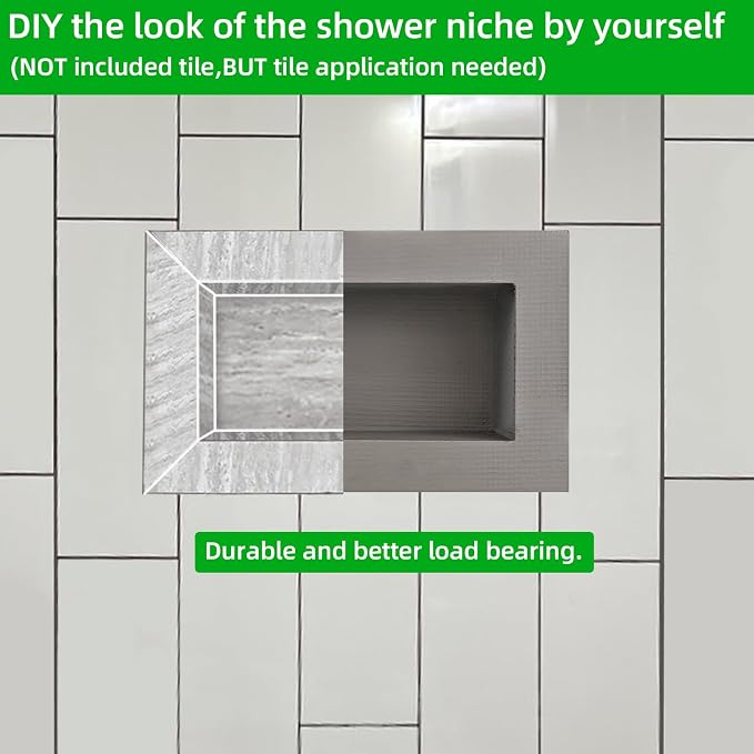 Shower Niche Insert Tile Ready 12"x6",Embedded Size 13"x7",Depth 4" | Niche for Shower Wall,Waterproof Ready-to-Tile Niches Recessed Box Shelf for Showers Wall Bathroom Renovation/Soap Storage
