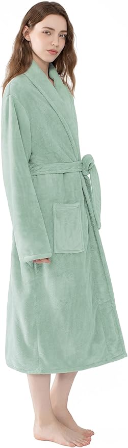 Soft Robe For Women，Warm Plush Bath Robes Female，Spa Towel After Shower Lightweight Long Bathrobe