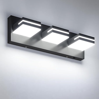 VOLISUN 16.15in Bathroom Vanity Light Fixtures 3-Light, Dimmable 6000K, Matte Black LED Bathroom Lighting Fixtures Over Mirror, 360°Rotatable Head, LED Vanity Lights for Bathroom