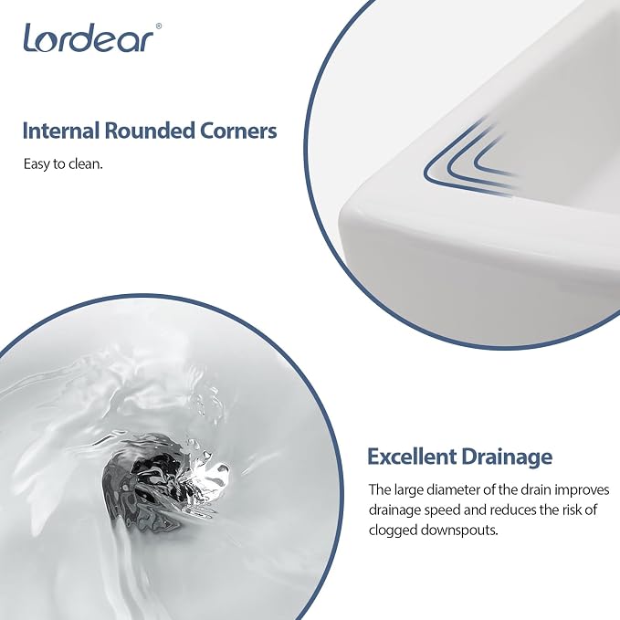 Lordear Wall Mount Corner Bathroom Sink 18 Inch White Ceramic Washing Basin Sector Wall Mount Sink for Small Bathrooms.