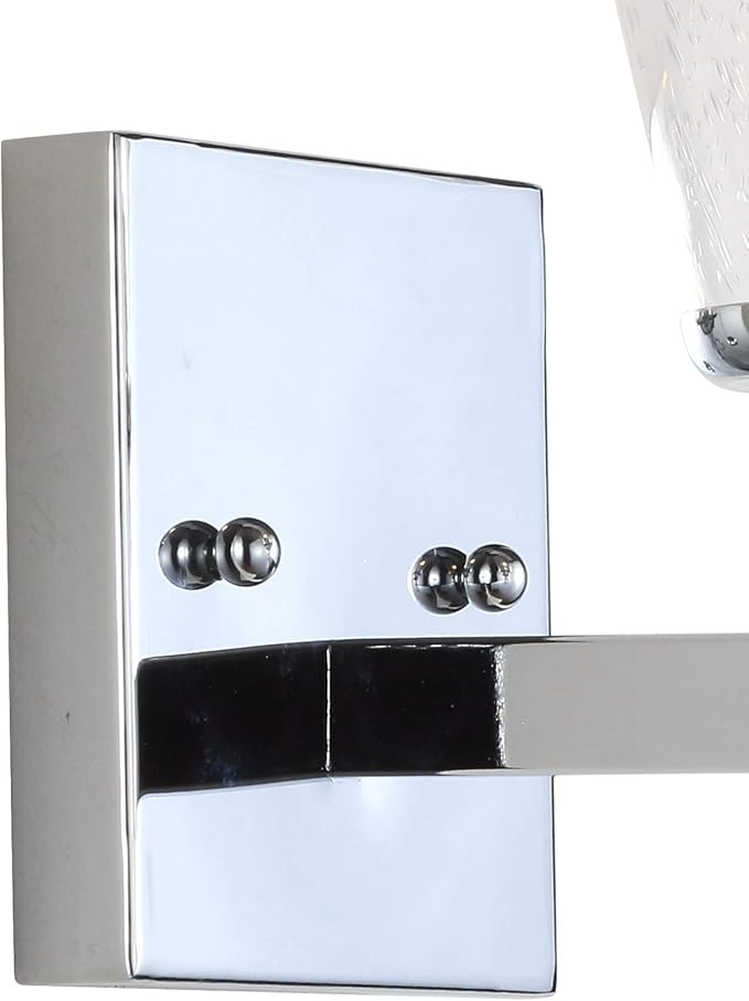 JONATHAN Y 21" Chrome Marion 3-Light Vanity Light Wall Sconce for Bathroom Decor, Clear Seeded Glass Shade, Reversible Hardwired Lamp for Mirror Hallway, LED Bulb (JYL7434A)