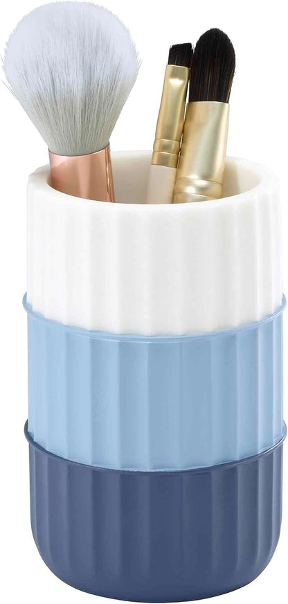 IZOD - Tumbler, Resin Countertop Bathroom Accessories, Dorm Room Essentials, Striped Bathroom Decor (Clubhouse Collection, Blue)