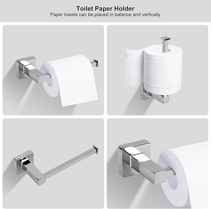 5 Piece Bathroom Hardware Accessories Set Polished Chrome,24 Inch Towel Bar Set,Towel Rack Set,Bathroom Towel Holder Set