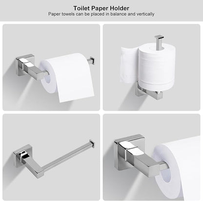 5 Piece Bathroom Hardware Accessories Set Polished Chrome,24 Inch Towel Bar Set,Towel Rack Set,Bathroom Towel Holder Set