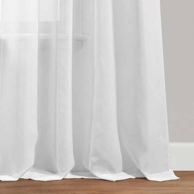 Lush Decor Weeping Flower Sheer Window Curtain Panels, Pair, 38" W x 84" L + 2" Header, Yellow & Gray - Sheer Curtains - Farmhouse Decor - Floral Curtains for Living Room, Bedroom & Dining Room