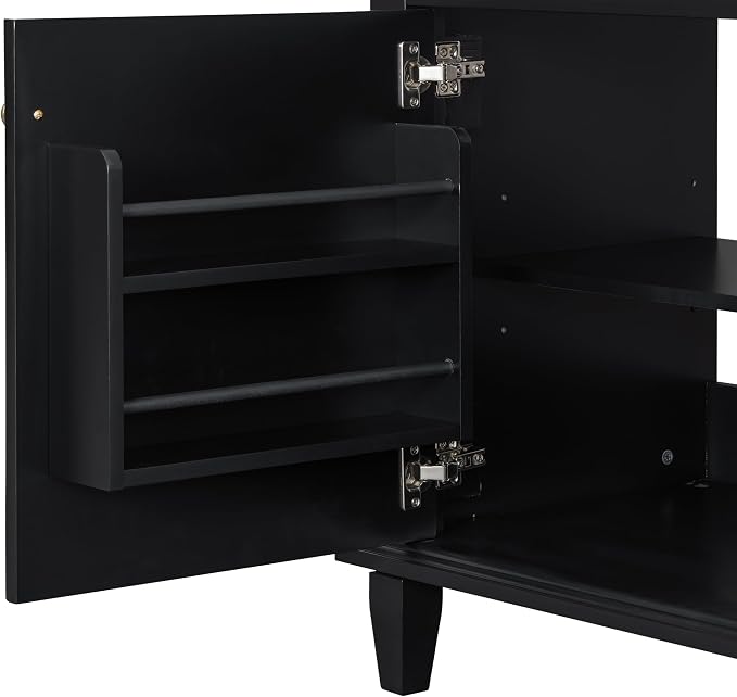 36" Bathroom Vanity with Ceramic Sink Top, Soft-Close Door & Flip Drawers, Freestanding Storage Cabinet W/Adjustable Shelf, Solid Wood Frame for Bathrooms, Powder Room, Guest Bath,Black