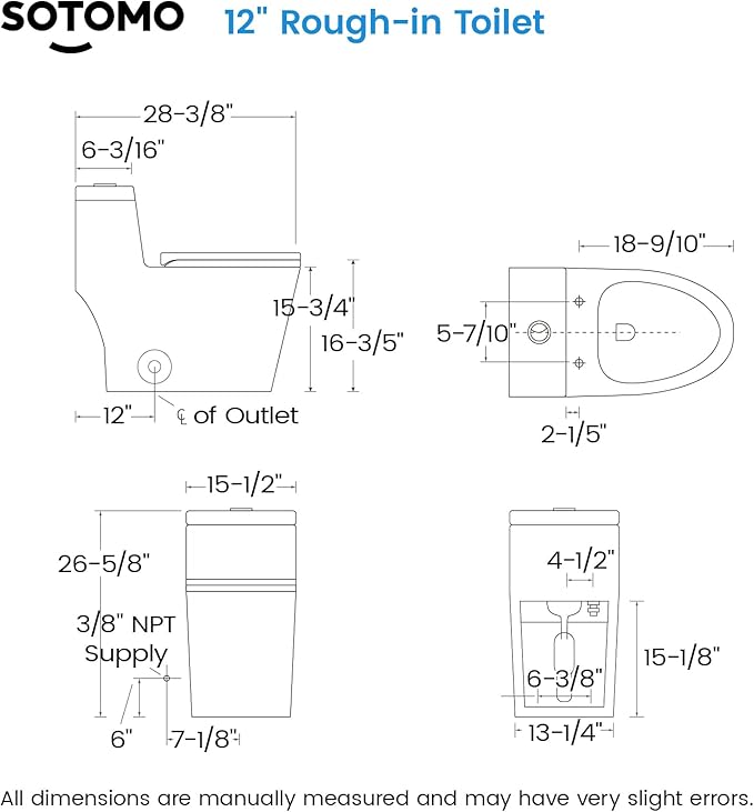 Black One Piece Toilet for Bathroom, Avg. 1.28 GPF Elongated Comfortable Seat Height Powerful Dual Flush Toilet, 12" Rough-In Skirted Toilet with Quick Release & Soft Close UF Seat, MAP 1000G