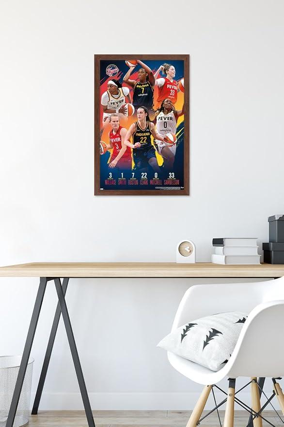Trends International WNBA Indiana Fever -Team 24 Wall Poster, 22.4L x 14.7W, Mahogany Framed Version