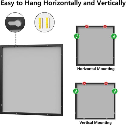 Bathroom Mirror 36x40 Black Bathroom Wall-Mounted Mirrors, Modern Vanity Mirror for Bedroom, Living Room, Aluminum Alloy Frame Allow to Hang Horizontally or Vertically