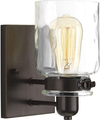 Progress Lighting P300045-020 Calhoun Collection Clear Glass Farmhouse Bath Vanity Light, 1 Light, Antique Bronze