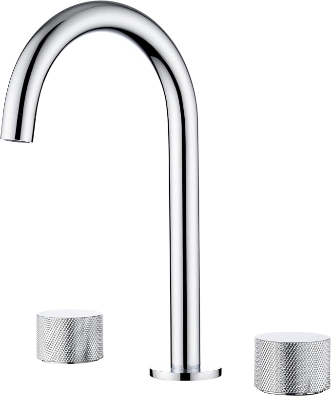 8-Inch Widespread Bathroom Sink Faucet with Drain Assembly, Solid Brass 2-Handle 3-Hole Vanity Faucet, Chrome Finish, Corrosion Resistant Bathroom Faucet