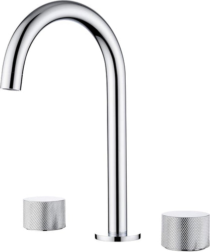 8-Inch Widespread Bathroom Sink Faucet with Drain Assembly, Solid Brass 2-Handle 3-Hole Vanity Faucet, Chrome Finish, Corrosion Resistant Bathroom Faucet