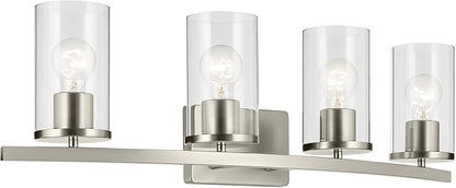 Kichler Crosby 31.25" 4-Light Vanity Light with Clear Glass in Brushed Nickel, for Bathroom, (31.25 x 8.75), 45498NICLR